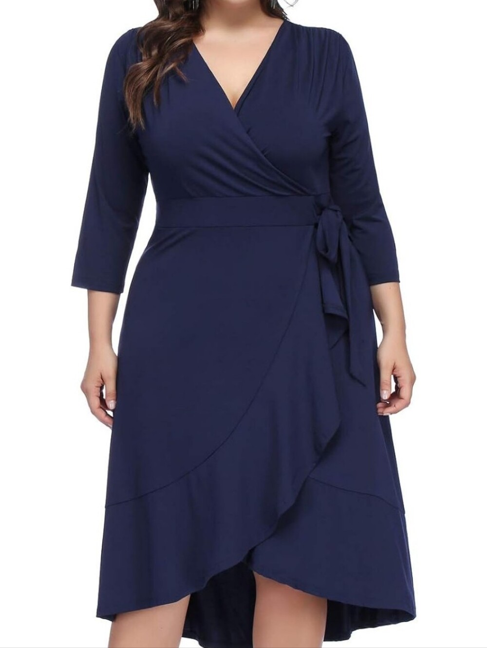 Hanna Nikole Navy Faux Wrap Dress Size 18 EUC Worn Once